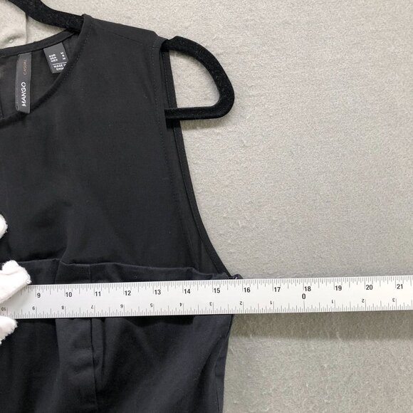 Mango Sleeveless Mini Dress Size 6 Black Navy Pleated A-Line Mesh Chest Formal - Picture 9 of 11